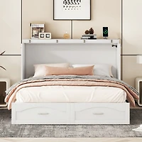 Streamdale Queen Size Wall Bed with Drawer and Charging Ports