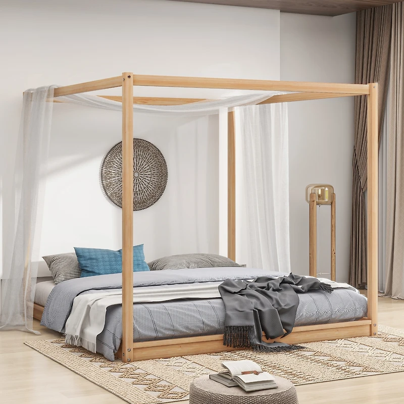 Streamdale King Canopy Platform Bed With Support Legs