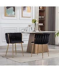 Streamdale Dining Chair, Thickened Fabric Chairs With Wood Legs, Set Of 2