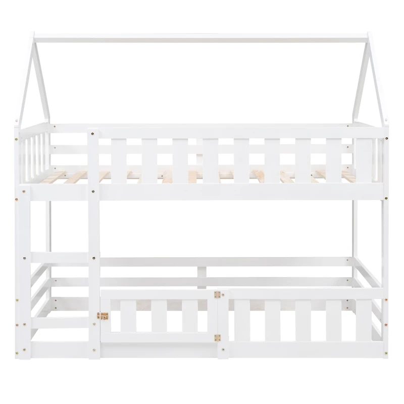 Streamdale Twin Over House Bunk Bed With Fence And Door