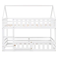 Streamdale Twin Over House Bunk Bed With Fence And Door