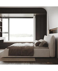 Streamdale Cream Velvet King Platform Bedwagon