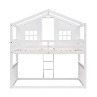 Streamdale Twin Over Twin House Bunk Bed With Ladder, Wood Bed