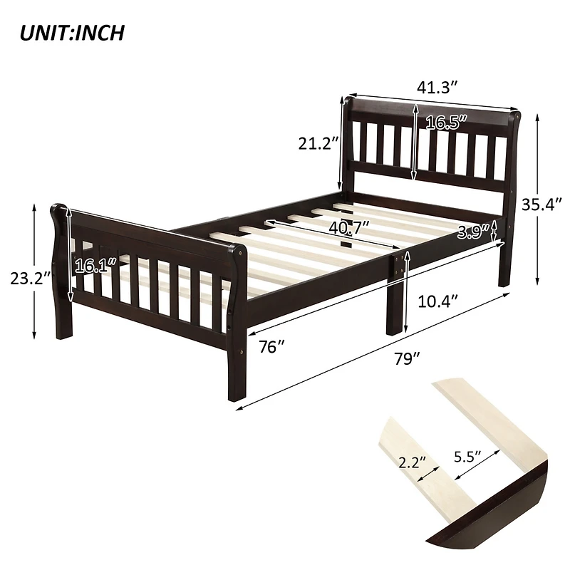 Streamdale Twin Platform Bed Frame with Headboard and Footboard