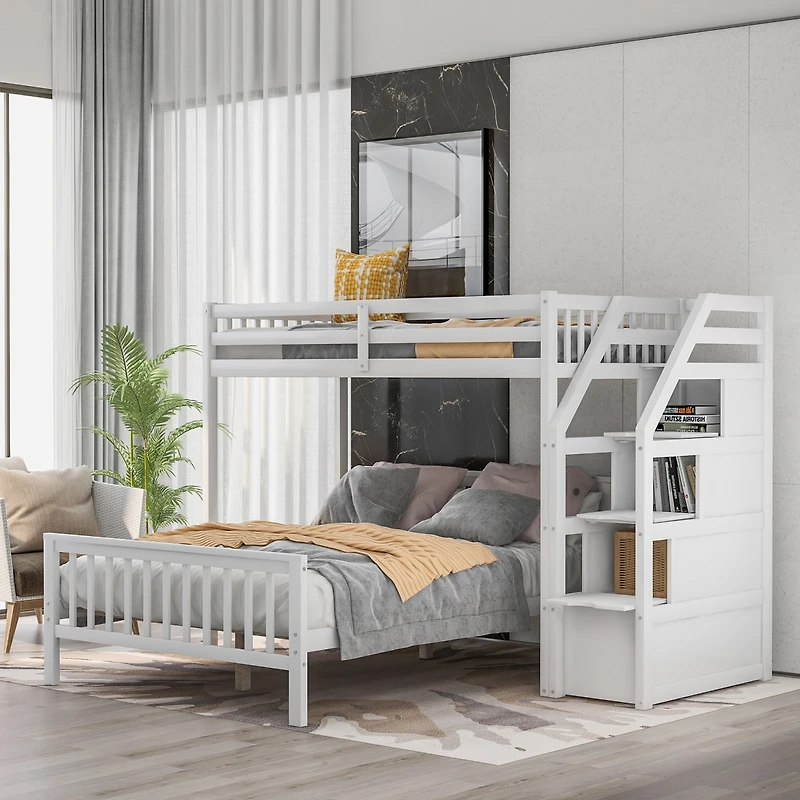 Streamdale Twin Over Full Loft Bed With Staircase