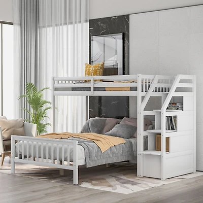 Streamdale Twin Over Full Loft Bed With Staircase