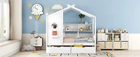 Streamdale Wooden Twin Size House Bed With 2 Drawers, Kids Bed With Storage Shelf