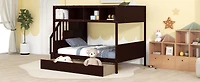 Streamdale Twin Over Full Bunk Bed With Shelfs, Storage Staircase And 2 Drawers
