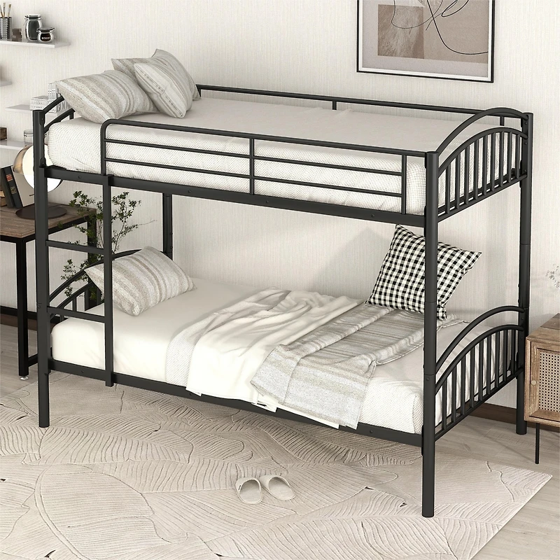Streamdale Twin Over Twin Metal Bunk Bed, Divided Into Two Beds