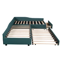 Streamdale Upholstered Double Twin Size Daybed With Trundle And Drawer