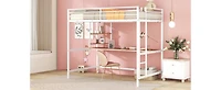 Streamdale Full Metal Loft Bed With Desk And Shelves
