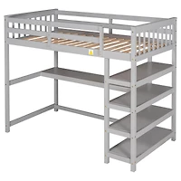 Streamdale Twin Loft Bed With Storage Shelves And Under-Bed Desk