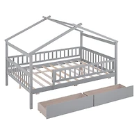 Streamdale Full Wooden House Bed With Two Drawers