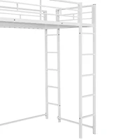 Streamdale Twin Metal Loft Bed With 2 Shelves And One Desk