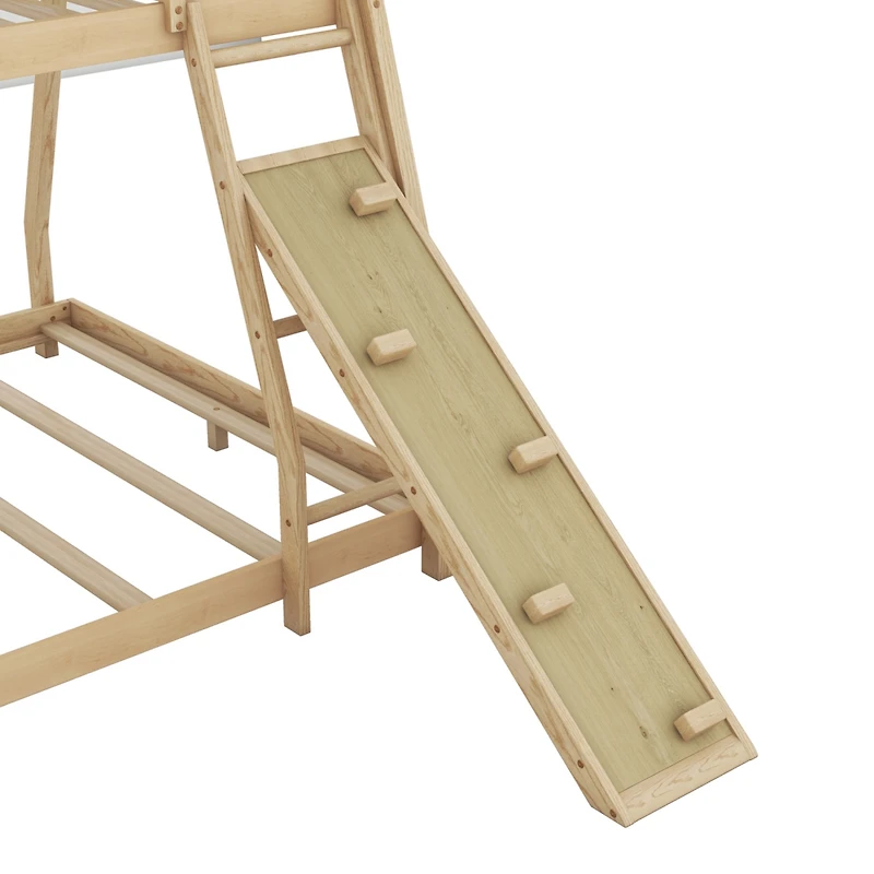Streamdale Twin Over Queen House Bunk Bed With Climbing Nets And Ramp