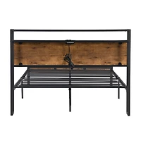 Metal Platform Bed Frame with Headboard & Usb, Storage