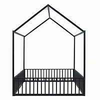 Streamdale Full Size Metal House Bed With Fence And Door