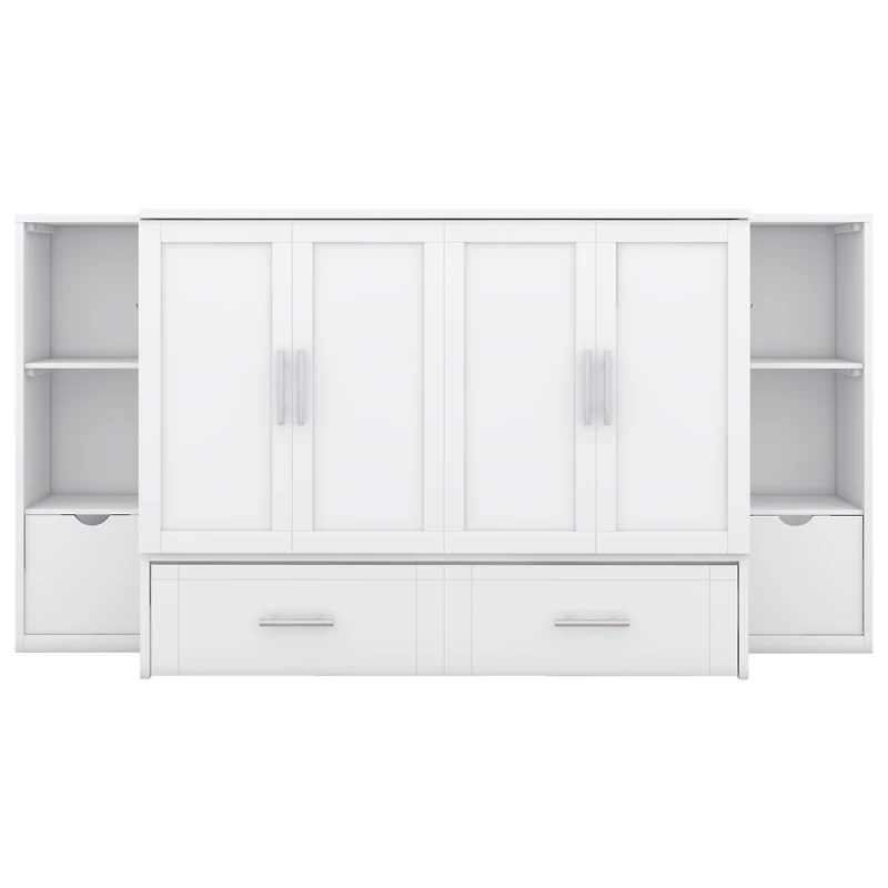 Streamdale Full Murphy Bed with Shelves, Drawers and Usb Ports, Gray