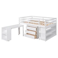 Streamdale Multifunctional Loft Bed with Desk, Storage, and Shelves