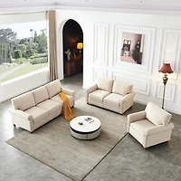 Streamdale Linen Fabric Upholstered With Storage Sofa 1+2+3 Sectional