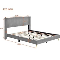Streamdale Queen Size Corduroy Platform Bed With Metal Legs