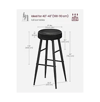 Set Of 2, Kitchen Bar Stools, Breakfast Synthetic Leather With Stitching