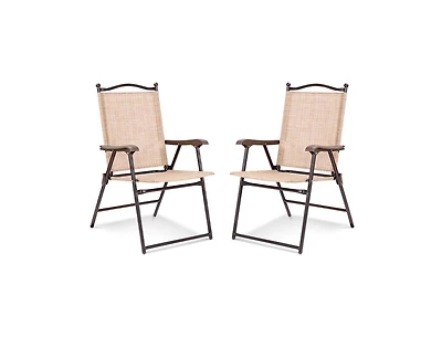 Slickblue Set of 2 Patio Folding Sling Back Camping Deck Chairs