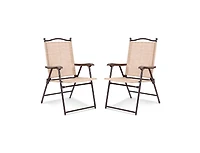 Slickblue Set of 2 Patio Folding Sling Back Camping Deck Chairs