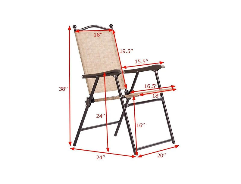 Slickblue Set of 2 Patio Folding Sling Back Camping Deck Chairs