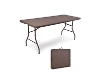 Slickblue 6 Feet Folding Portable Rattan Table with Carrying Handle