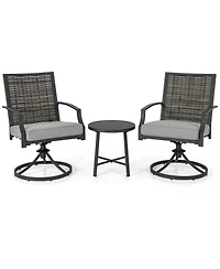 Slickblue 3 Piece Patio Swivel Chair Set with Soft Seat Cushions for Backyard