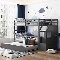 Streamdale Twin-Over-Twin Bunk Bed With Twin Trundle And 3 Storage Stairs