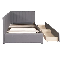 Upholstered Daybed With 2 Storage Drawers Twin Size Sofa Bed Frame No Box Spring Needed