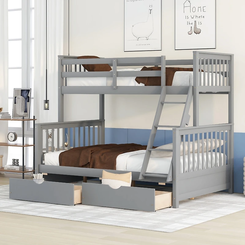 Streamdale Twin-Over-Full Bunk Bed With Ladders And Two Storage Drawers