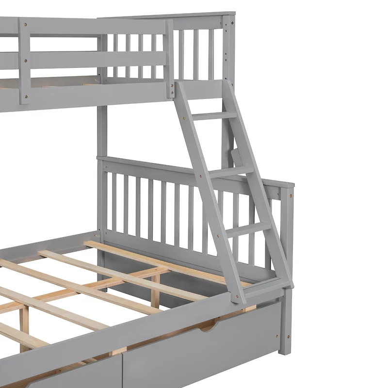 Streamdale Twin-Over-Full Bunk Bed With Ladders And Two Storage Drawers