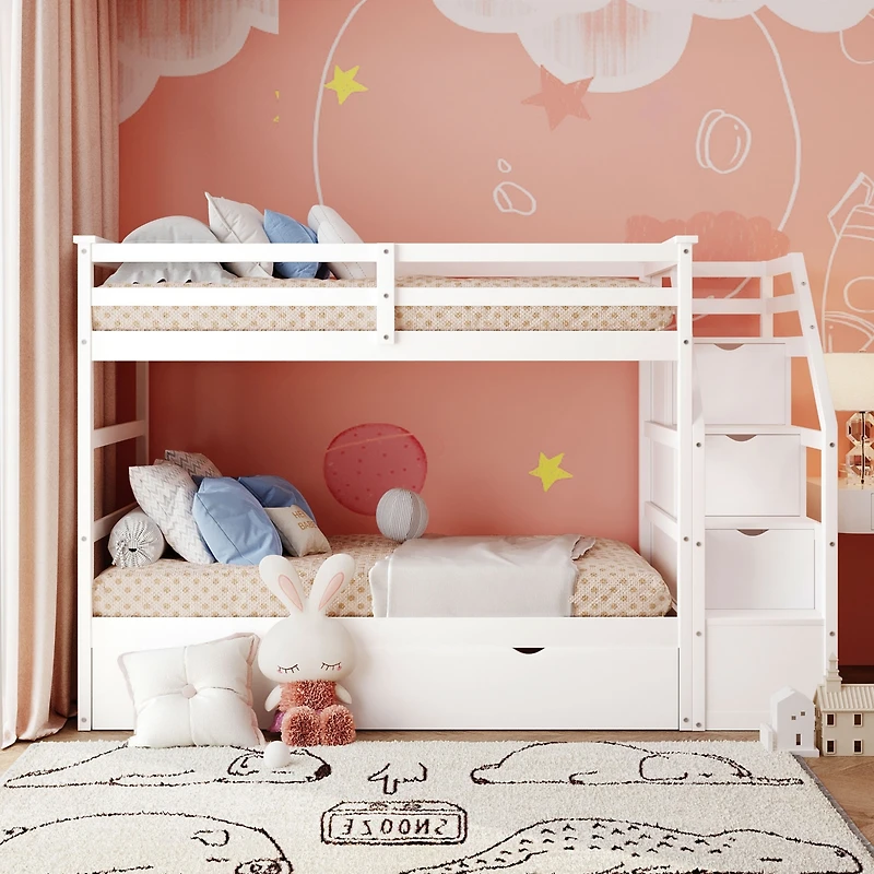 Streamdale Twin-Over-Twin Bunk Bed With Twin Trundle And 3 Storage Stairs