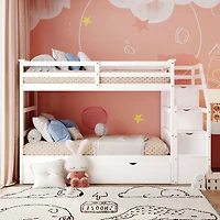 Streamdale Twin-Over-Twin Bunk Bed With Twin Trundle And 3 Storage Stairs