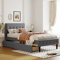 Streamdale Twin Size Upholstered Platform Bed With 2 Drawers