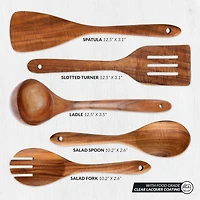 Extra Large 5-Piece Smooth Teak Wooden Spoon Set