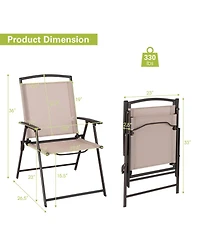 Slickblue Set of 2 Patio Dining Chairs with Armrests and Rustproof Steel Frame-Beige