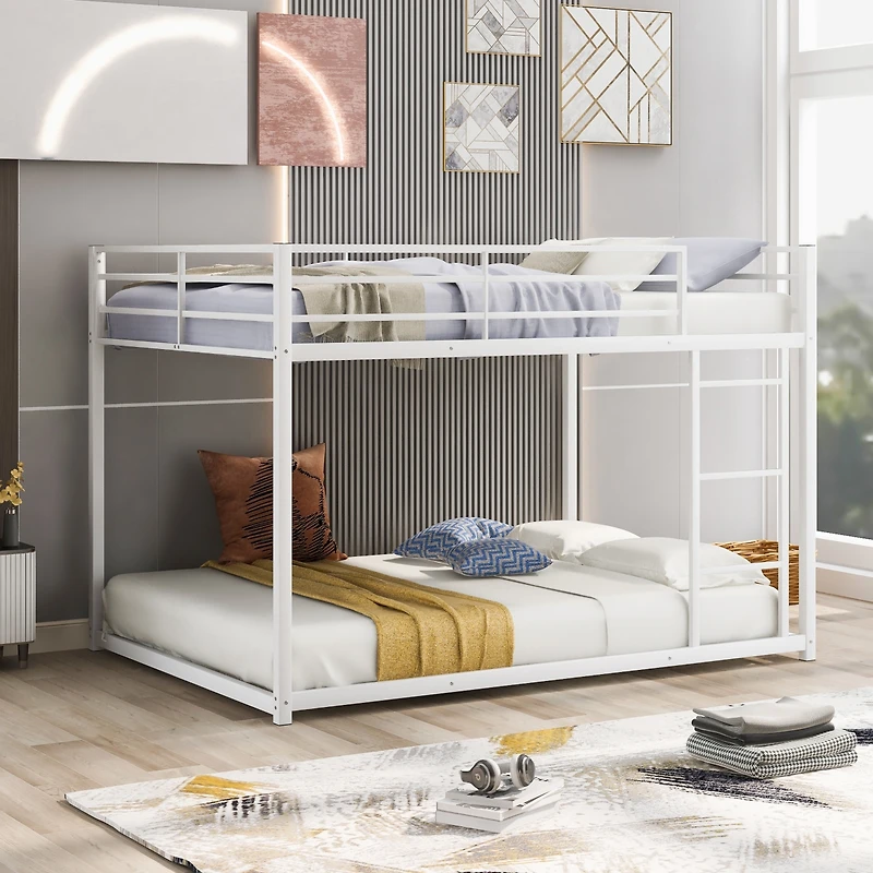 Streamdale Full Over Metal Bunk Bed, Low Bed With Ladder