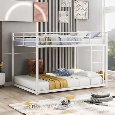 Streamdale Full Over Metal Bunk Bed, Low Bed With Ladder