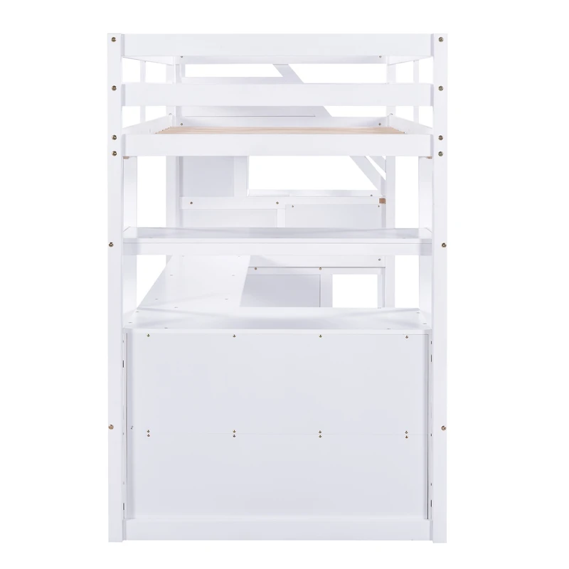 Streamdale Loft Bed with Desk, Drawers, Shelves & Staircase