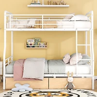 Streamdale Full Xl Over Queen Metal Bunk Bed with 2 Drawers, Black