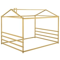 Streamdale Metal House Shape Platform Bed, Gold, Queen