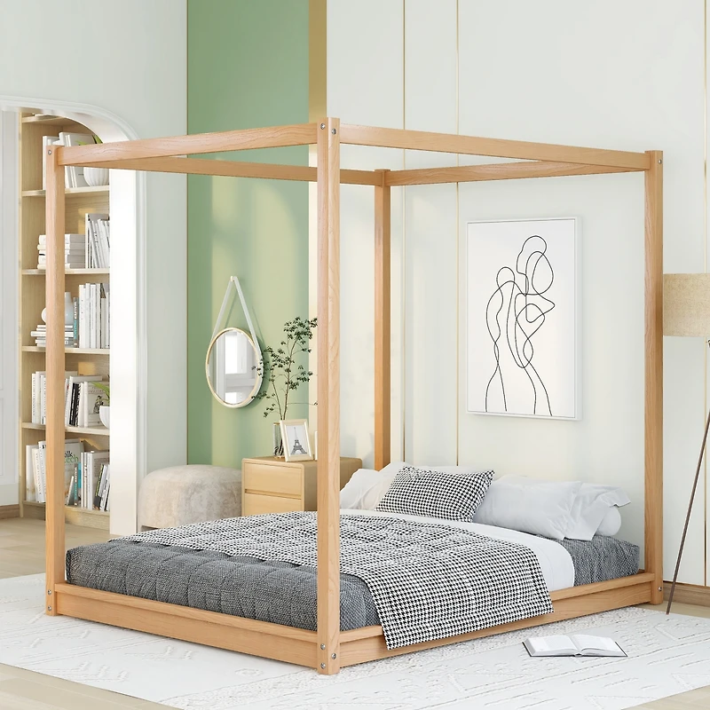 Streamdale Queen Canopy Platform Bed With Support Legs