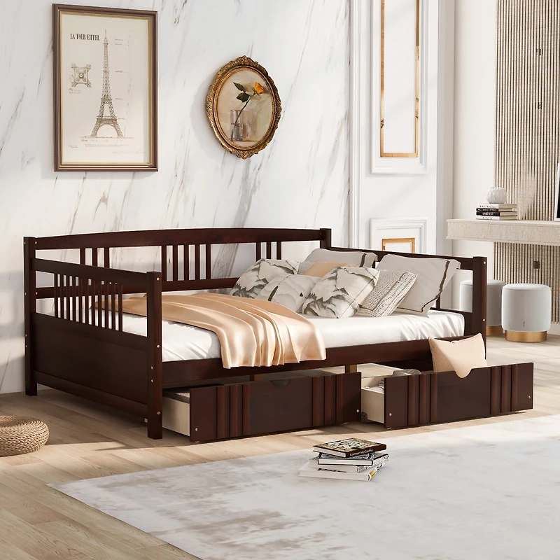 Streamdale Full Daybed Wood Bed With Two Drawers
