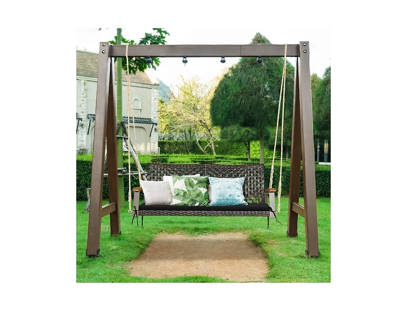 Slickblue 2-Person Rattan Hanging Porch Swing Chair