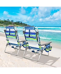 Slickblue 2-Pack Folding Backpack Beach Chair 5-Position Outdoor Reclining Chairs with Pillow