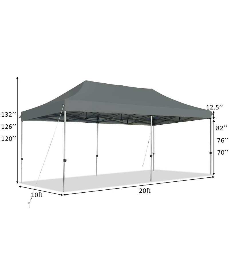 Slickblue 10 x 20 Feet Adjustable Folding Heavy Duty Sun Shelter with Carrying Bag